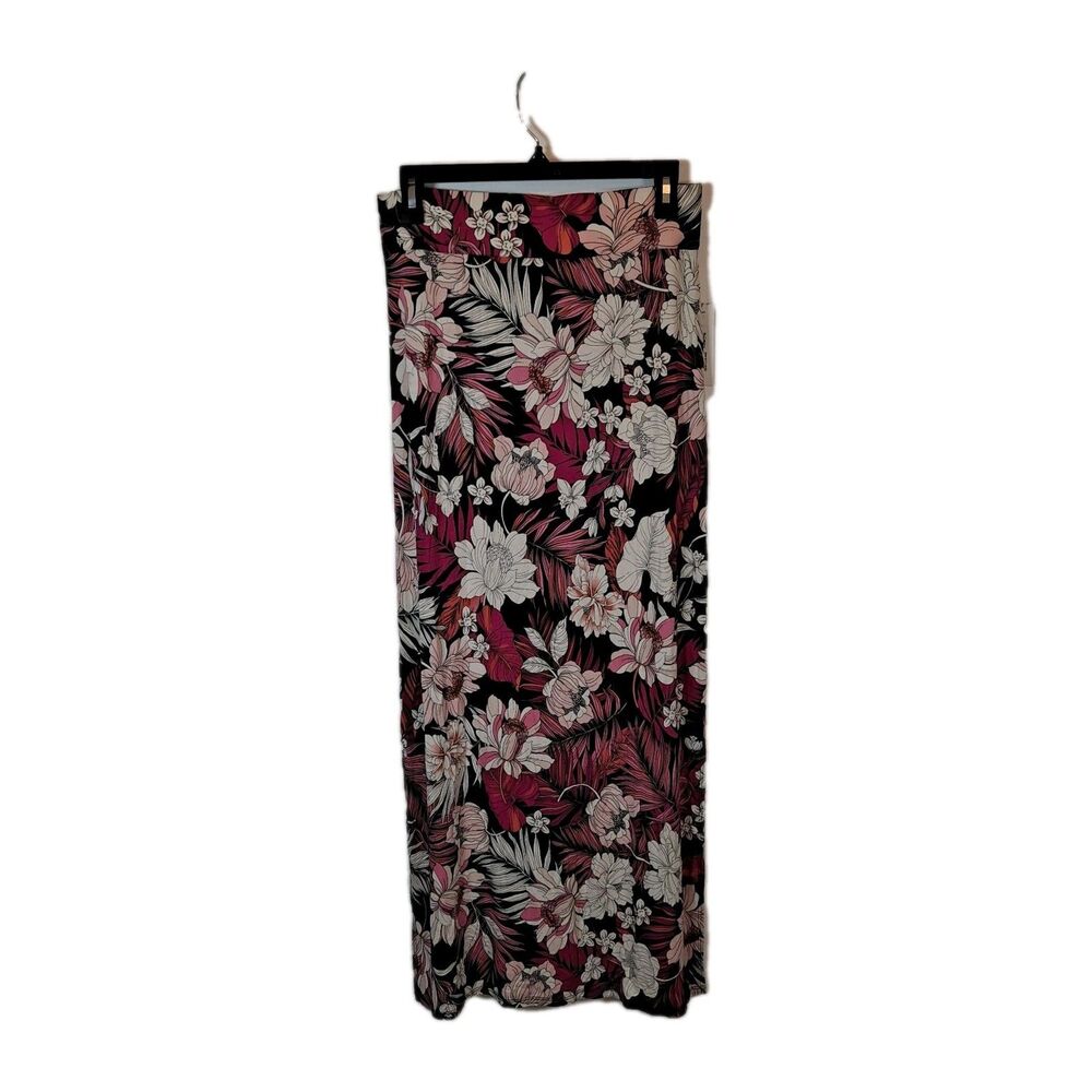 a.n.a A New Approach Womens Sz S Maxi Skirt Tropic Side Slits Elastic Waistband